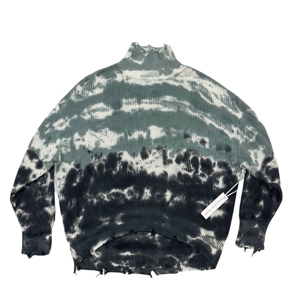 Young Fabulous & Broke Sweater Cameron Oversized Distressed Tie Dye Blue Tunic - Picture 5 of 16